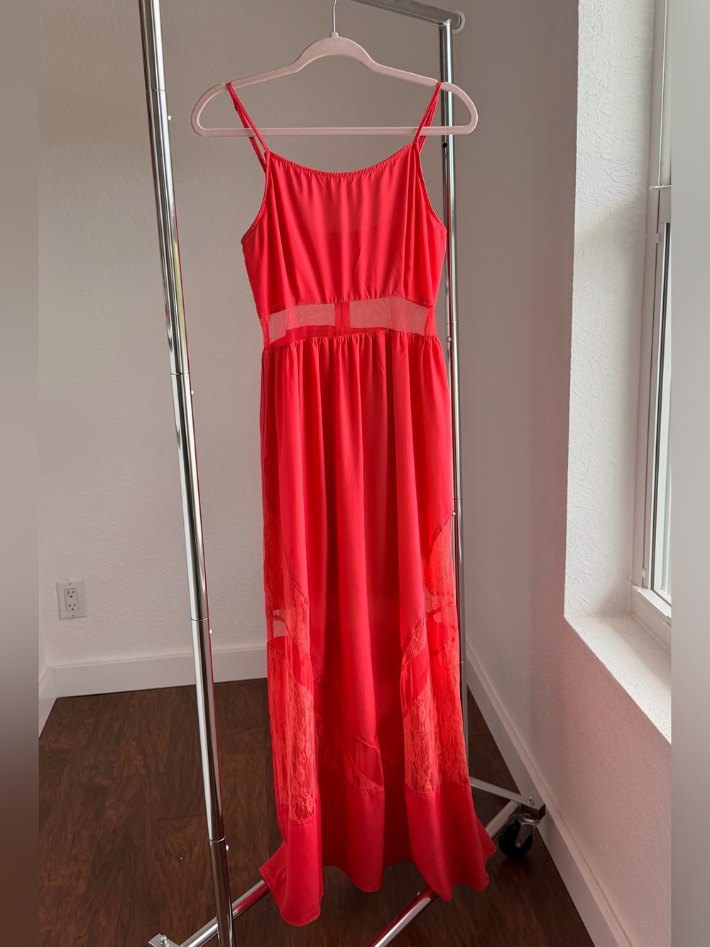 Ali & Kris Red Lace-Panel Beautiful Sexy Maxi Dress